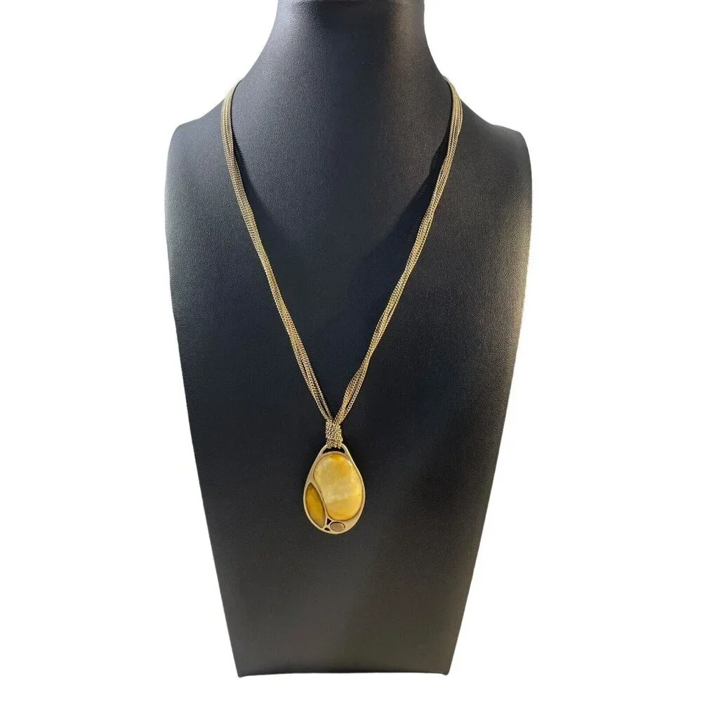 Lia Sophia FRANGELICO Pendant Necklace‎ Mother Of Pearl Gold Tone Multi Chain